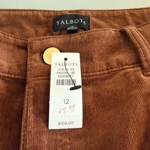 Talbots Rich Brown Corduroy Trousers - Wide leg.  Size 12.